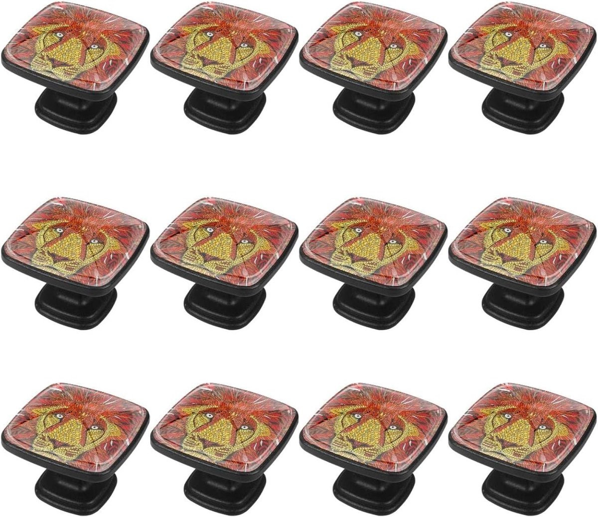 Set van 12 meerkleurige kastknoppen met uniek patroonontwerp