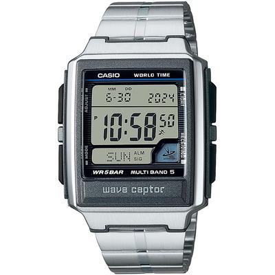 Funkchronograph CASIO FUNK, silber (silberfarben), Armbanduhren, Herren, silberfarben, Quarzuhr, Armbanduhr, Herrenuhr, Digitaluhr, Edelstahlarmband,Weltzeit
