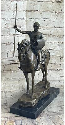 Bronzhaus Bronze Sculpture Brave Medieval Knight Warrior Art Deco Original Marble Figurine