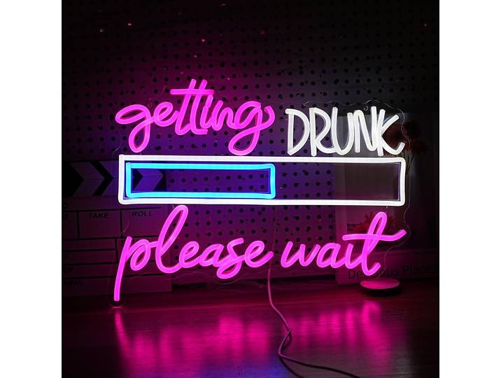 Enseigne néon « Drink Please Wait » alimentée par USB, lumières LED néon à intensité variable pour pub, bar à domicile, restaurant, décoration de fête, veilleuse