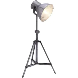 Stehleuchte Wohnzimmer Stehlampe 3 beine  Stehlampe Industriell, Höhenverstellbar Spot beweglich, Rustikal Eisen silber, 1x E27 Fassung, HxLxB 88x36x33 cm