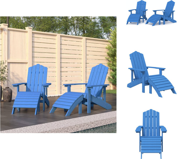 vidaXL Adirondack-Gartenstühle 2 Stk. mit Hockern HDPE Aquamarin - Gartenstühle