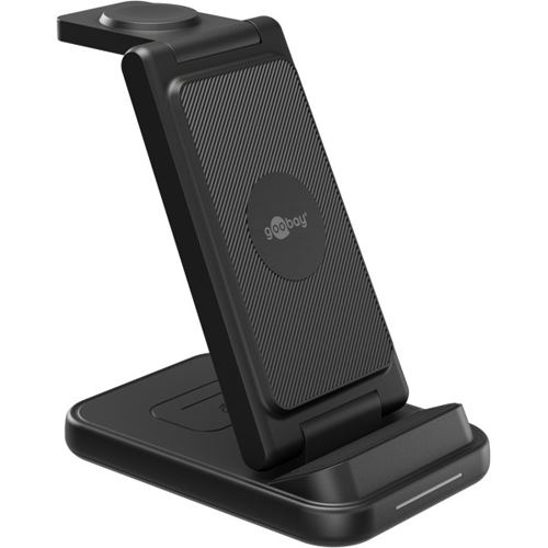Goobay Kabelloses 3in1-Ladegerät, 15 W (schwarz)