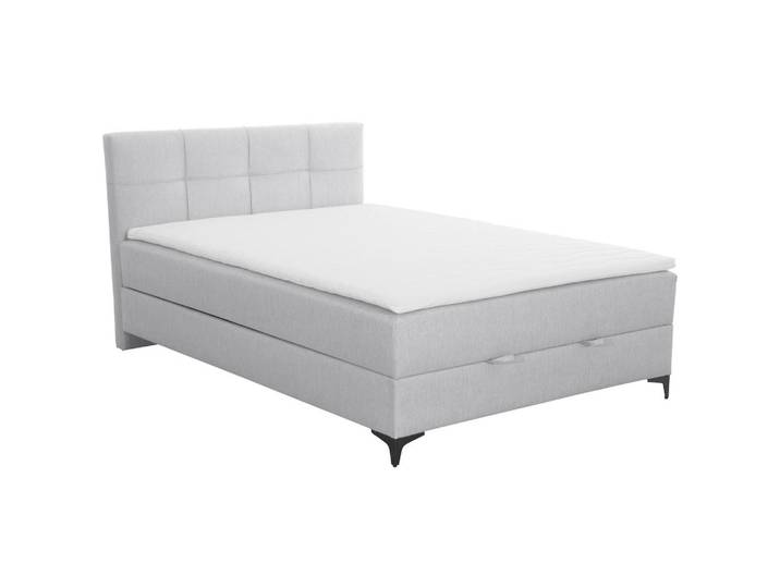 Livetastic Polsterbett, Hellgrau, Metall, Höhe ca. 22 cm, 140x200 cm, gepolstertes Kopfteil, Schlafzimmer, Betten, Polsterbetten