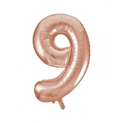 XL Folienballon Zahl 9 Roségold