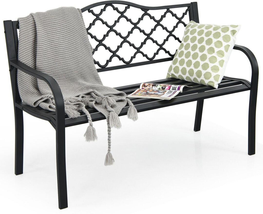 Lark Manor Metal Park Bench Black 87cm H X 128cm W X 60cm D