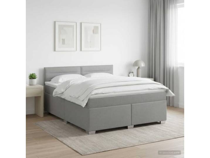 Boxspringbett mit Matratze Hellgrau 160 x 200 cm Kopfteil verstellbar 78-88 cm, Taschenfederkern, Lattenrost, Holzwerkzeug, waschbare Bezüge
