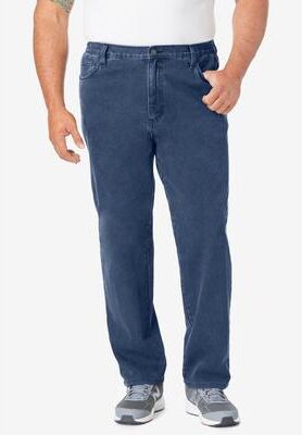Men's Big & Tall Straight-Fit Stretch 5-Pocket Jeans by Liberty Blues in Stonewash (Size 64 40)
