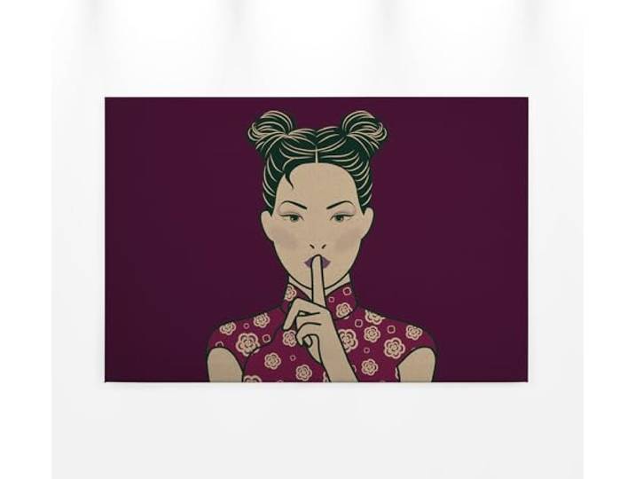 A.S. Création Leinwandbild Asiatische Frau Kultur - Kunstdruck lila - 90x60 cm Querformat - Moderne Wanddekoration Schlafzimmer Wohnzimmer Küche - Bild auf Keilrahmen