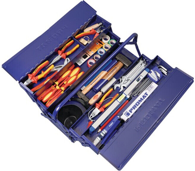 Assortiment d'outils pour électricien iqs dans mallette en plastique, 66 pièces ; Industrial Quality Supplies (S4000820299)