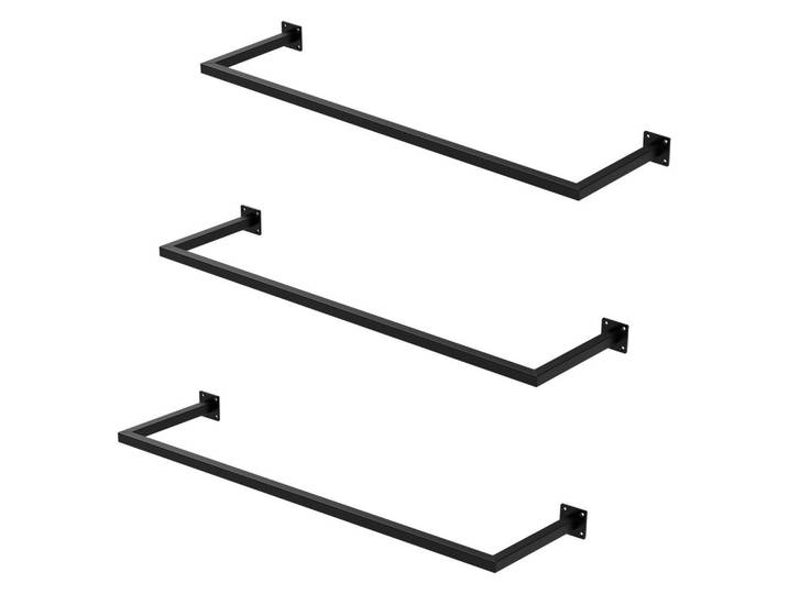 Ml-Design Kleiderstange 3er Set, Schwarz, Metall, 110x6.5x30 cm, Garderobe, Garderobenzubehör
