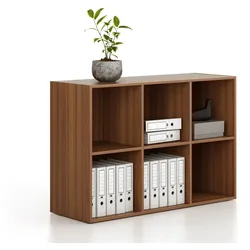 Bücherregal FRAME, niedrig, 3 Reihen, 881 x 1299 x 450 mm, Nussbaum