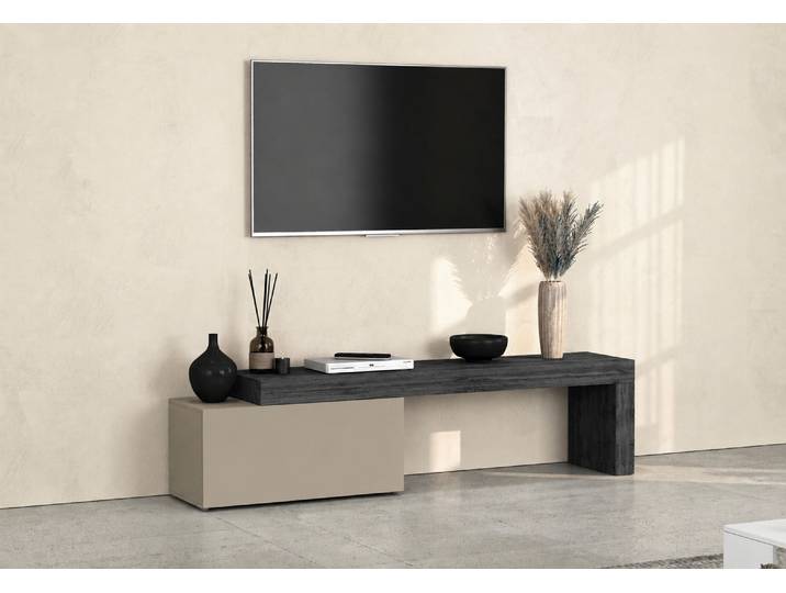 Lowboard GOODPRODUCT Lowboard Chronos TV-Board, TV-Schrank , beige (lowboard schiefer, taupe 90), B:220cm H:51cm T:40cm, Holzwerkstoff, Sideboards, Lowboard, 1 St., TV-Lowboard 220 cm, 1 Klappe, L-Aufsatz, Breite 180-260 cm
