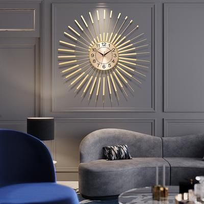 Daily Deals Depot Luxury Retro Metal Gold Wall Clock For Large Rooms, Fashion Battery Operated, Silent Round Horloge Home Wall Decor Luxury Retro Metal Gold Wall Clock For Large Rooms, Fashion Battery Operated, Silent Round Horloge Home Wall Decor