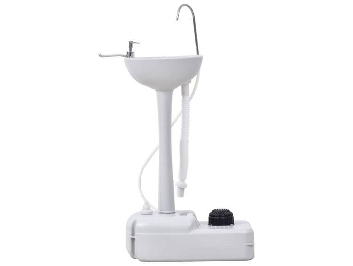 Lavabo portable - 51x33 5x103 cm - Blanc - HDPE - Réservoir 17 L - Pompe à pied - Porte-serviettes inox