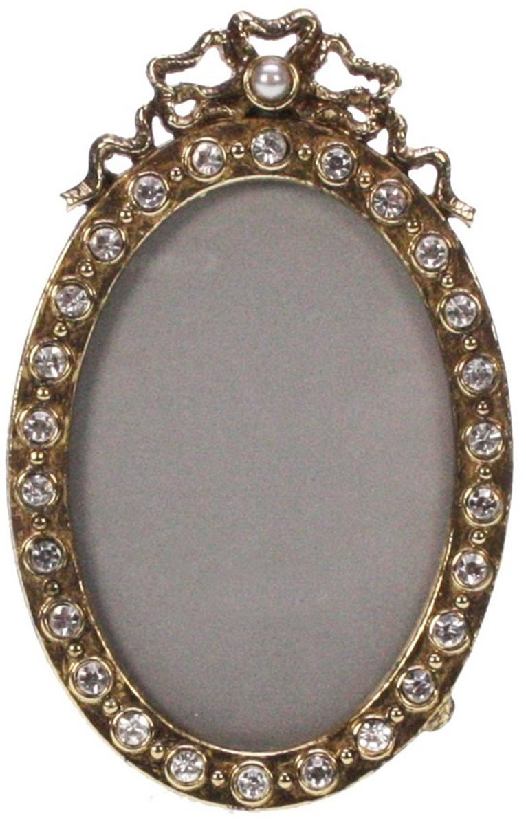 MEA Ovaal Fotolijstje Strass Antiek Goud B/D/H: 7 x 10 x 2 cm