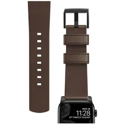 Nomad Modern Connector Strap (44 mm, Edelstahl, Leder), Uhrenarmband, Braun, Schwarz