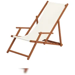 Erst-Holz Liegestuhl weiß Gartenliege klappbare Sonnenliege Deckchair Strandstuhl Holz Gartenmöbel 10-303