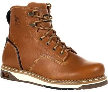 "Georgia Boot Amp LT Wedge 6"" Soft - Mens 8 Brown Boot Medium"