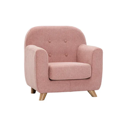 Skandinavischer Kindersessel aus strukturiertem Stoff mit Samteffekt Rosa und helles Holz NORKID