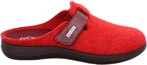 Pantoffel ROHDE "Bari", Damen, Gr. 41, Filz, rot, Schuhe Pantoffel, Hausschuh, Clog mit Klettverschluss-Riemchen rot 41, Filz