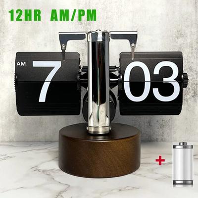 Uplift Picks Modern Automatic Page Turning Flip Clock With Wooden Base black wood