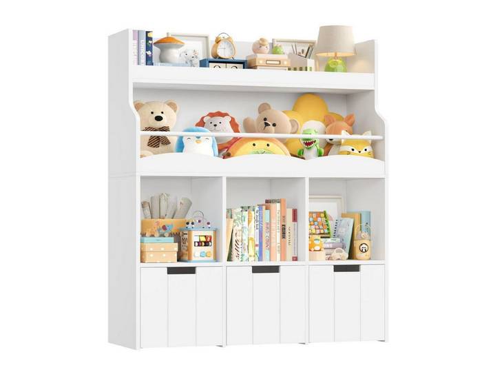 LuxusKollektion Kinderregal Kinderregal 110cm Weiss mit Rollen, 1-tlg.