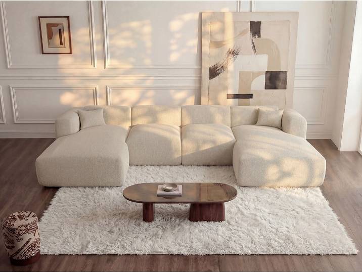 Große Wohnlandschaft - Stoff - Beige - POGNI von Maison Céphy