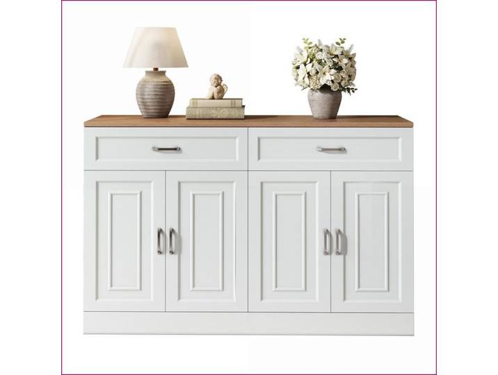 Cabinets - Sideboard Compact Blanc avec Rangements Flexibles - Panneau de Particules