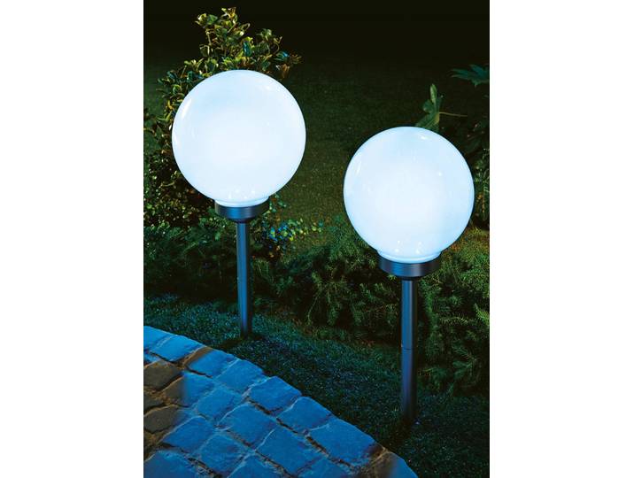 LED-Solar-Gartenleuchte, Weiss/Silber, groß