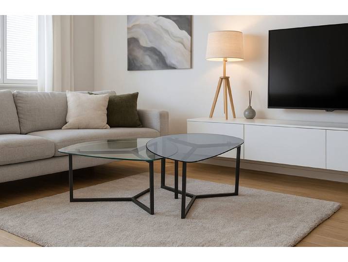moebel-direkt-online Couchtisch 2teiliges Couchtisch-Set mit einer Höhe von 40 cm und 36 cm (2teiliges Tischset, 2teiliges Tischset), Sicherheitsglasplatten