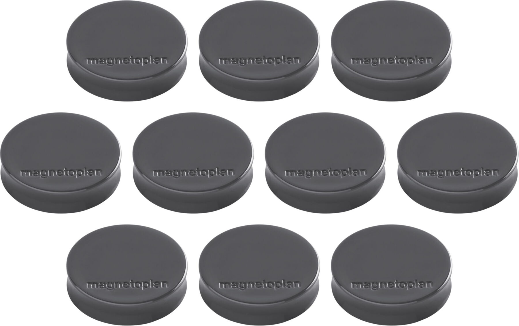 Magnetoplan Ergo-Magnete, medium, Felsgrau, Pack a 10 Stück ; Soennecken (16640101)
