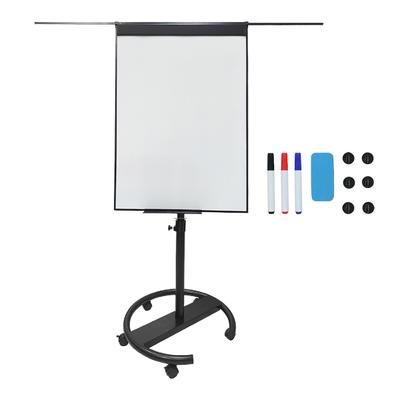Relaxdays Flipchart Whiteboard, magnetisch, höhenverstellbar, Rollen, Stifte-Ablage, Alu-Rahmen, HxB: 100x70 cm, schwarz