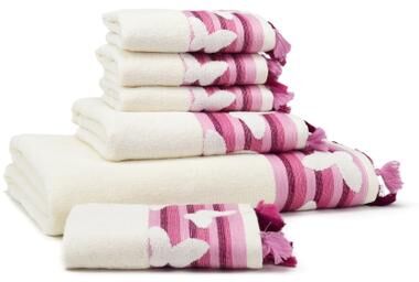 EastNBlue East'N Blue Butterfly Turkish Cotton Bath Towel Set (Set of 6) - (1 Bath Towel, 1 Hand Towel, 4 Washcloth)
