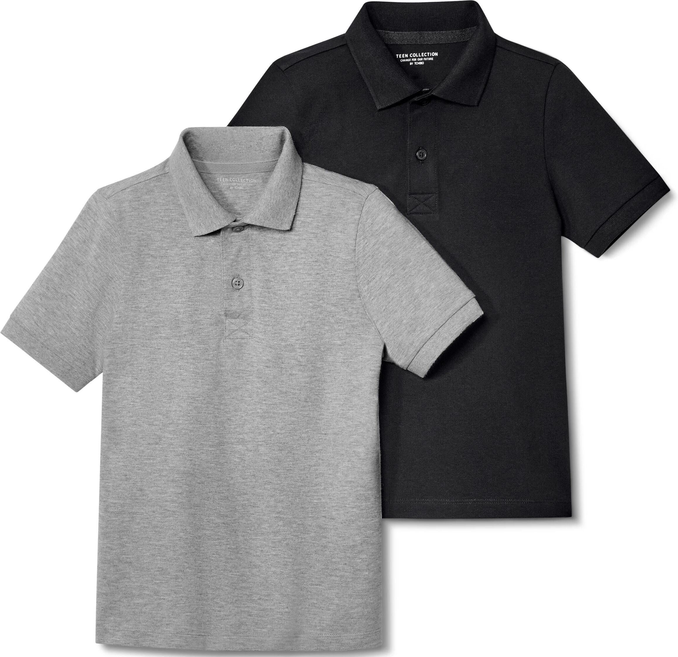 Tchibo - 2 Kinder-Poloshirts aus Baumwoll-Piqué - Unisex - Gr. 122/128 - schwarz