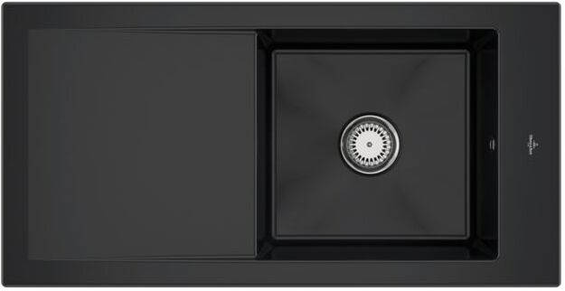 Villeroy und Boch Villeroy & Boch Timeline Einbauspüle 679001S5 mit Ablaufgarnitur und Handbetätigung, Ebony