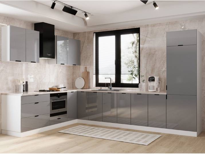 ROYAL24_MARKT Winkelküche – 230 × 340 cm – Lunara – Ohne Arbeitsplatte & Elektrogeräte, (Set), Beste Güte - Innovativ - Modern