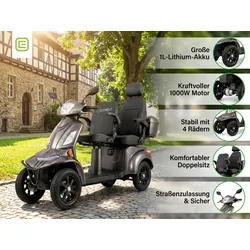 E-Seniorenmobil Vista Quarter-1L, Blei-Akku, 4-Rad, 60V, 1000 Watt, Grau