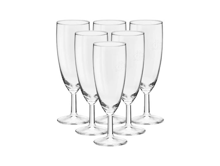 Sektglas VAN WELL Sektgläser geeicht Royalty 0,1 l 6er Set transparent , bunt (transparent), 6 tlg., Glas, Trinkgefäße, Sektglas