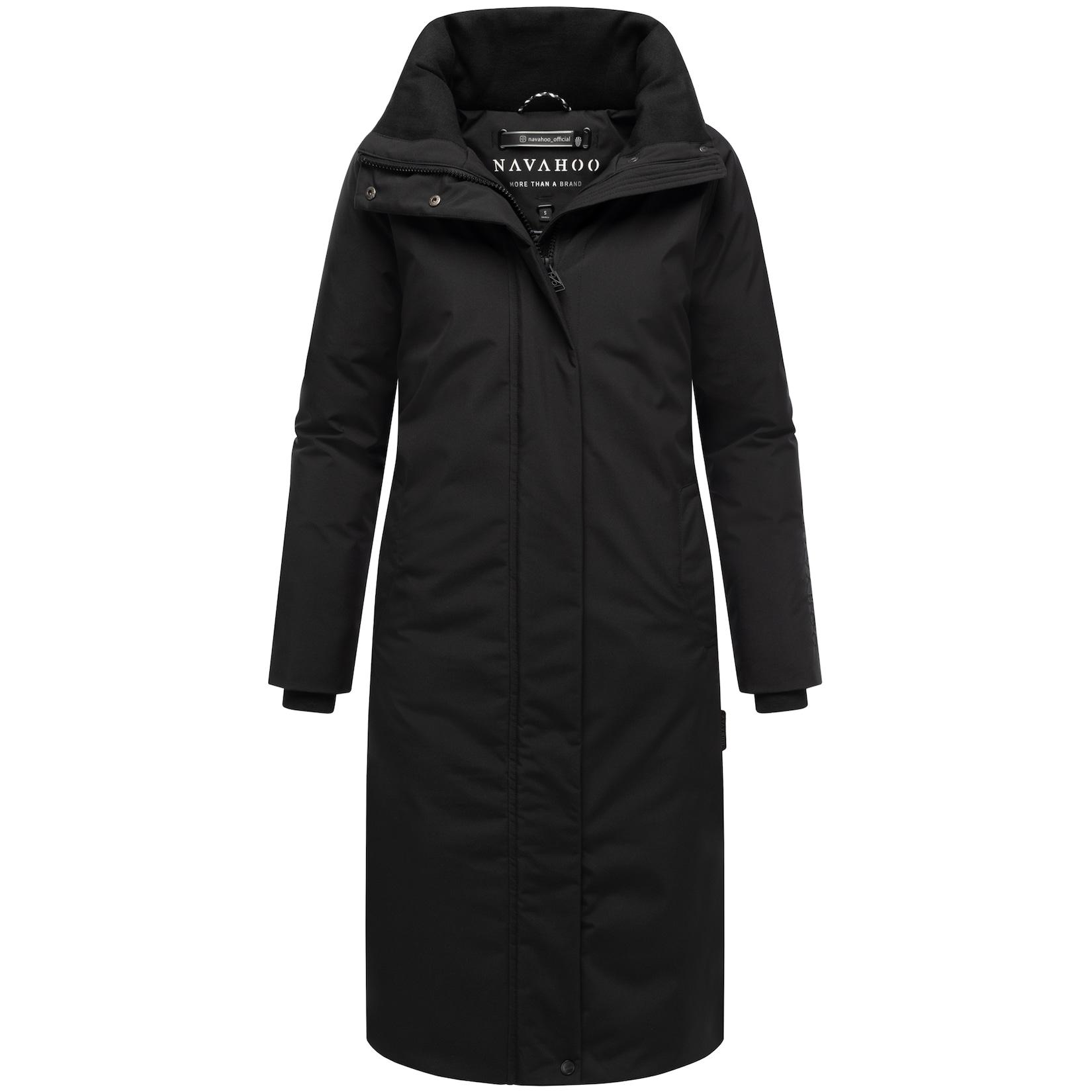 NAVAHOO Damen Wintermantel langer Mantel warm, wasserabweisend, winddicht, atmungsaktiv, Damenjacke für Winter Traumblüte