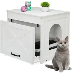 Relaxdays Katzenschrank für Katzentoilette Weiß,Creme,Schwarz