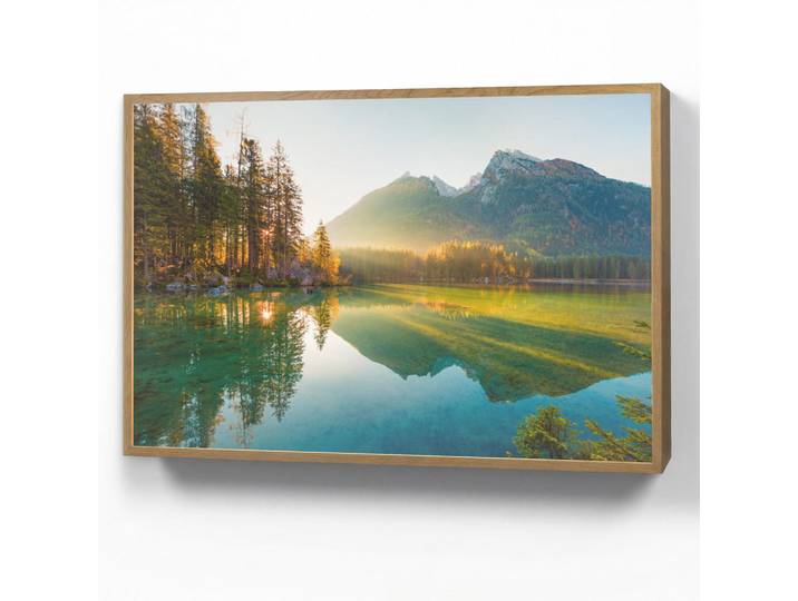 OnlyWow Wandleuchte MIT Akku See - Wald - Berge - Natur - Sonne - Landschaft 100x70 cm, Grün, Rechteckig, LED integrated, 100x70x8 cm, Lampen & Leuchten, Innenbeleuchtung, Wandleuchten