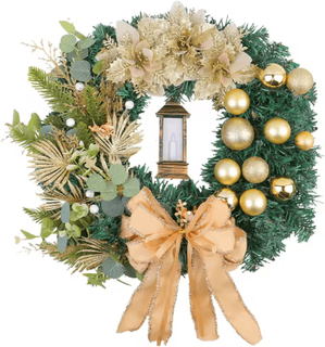 Inspire Picks Christmas LED Wreath With Red Bow Lighted Holiday Garland For Indoor And Outdoor Decor j1 27