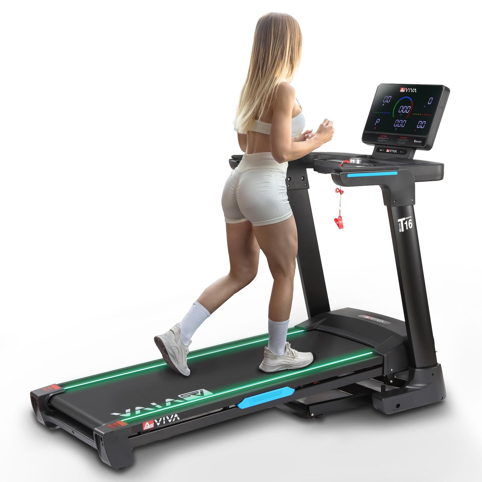Laufband klappbar AsVIVA T16 Heimtrainer mit Bluetooth bis 18 km/h 18% Steigung bis 150kg für Zuhause