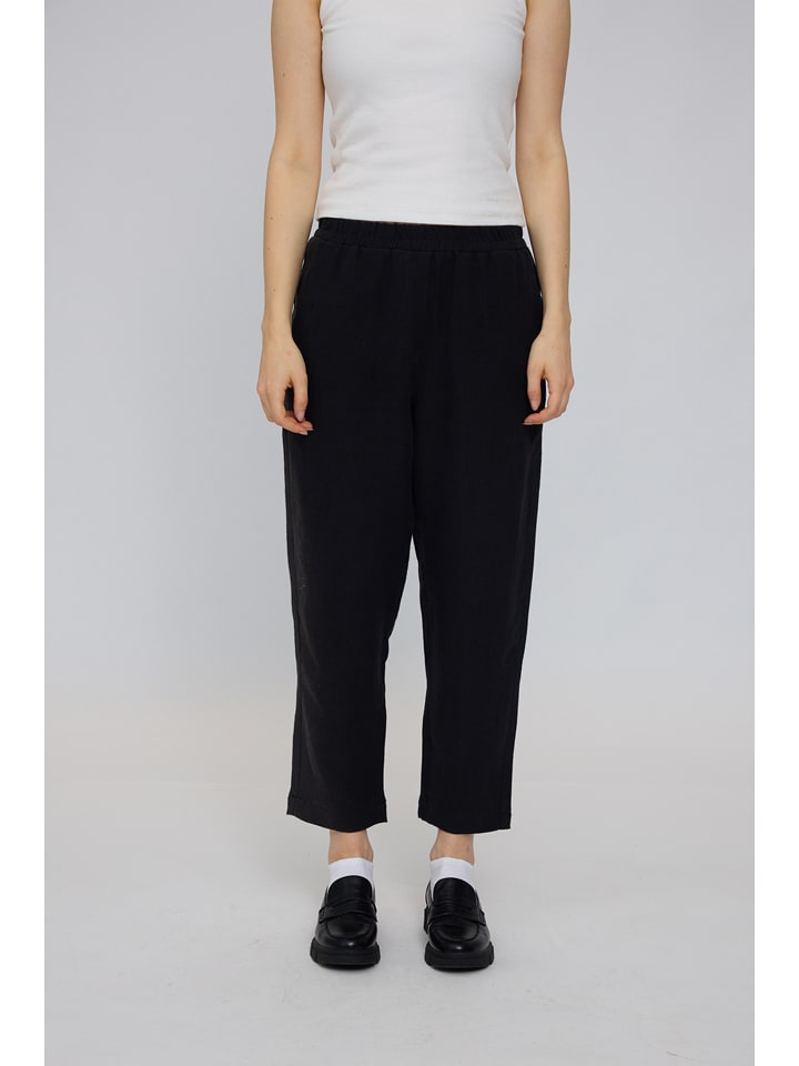 MAZINE Leinen-Hose "Straight Leg" in Schwarz - S