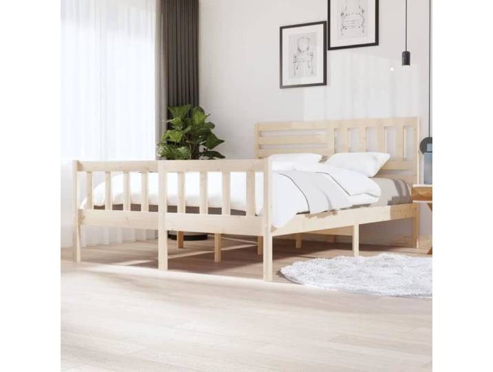 Structure de lit 160x200cm UMR Cadre de lit Bois massif -[8229]