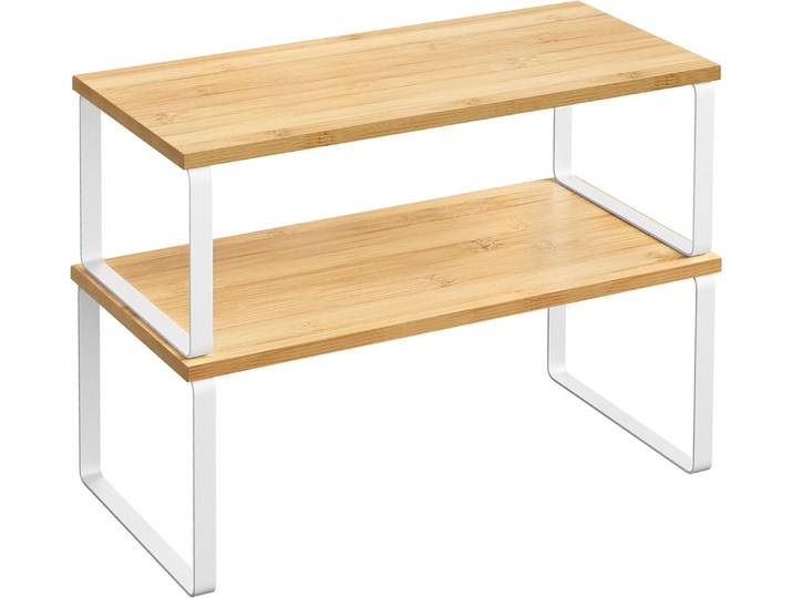 Gewürzregal 2er Set stapelbar erweiterbar Metall Holz weiss