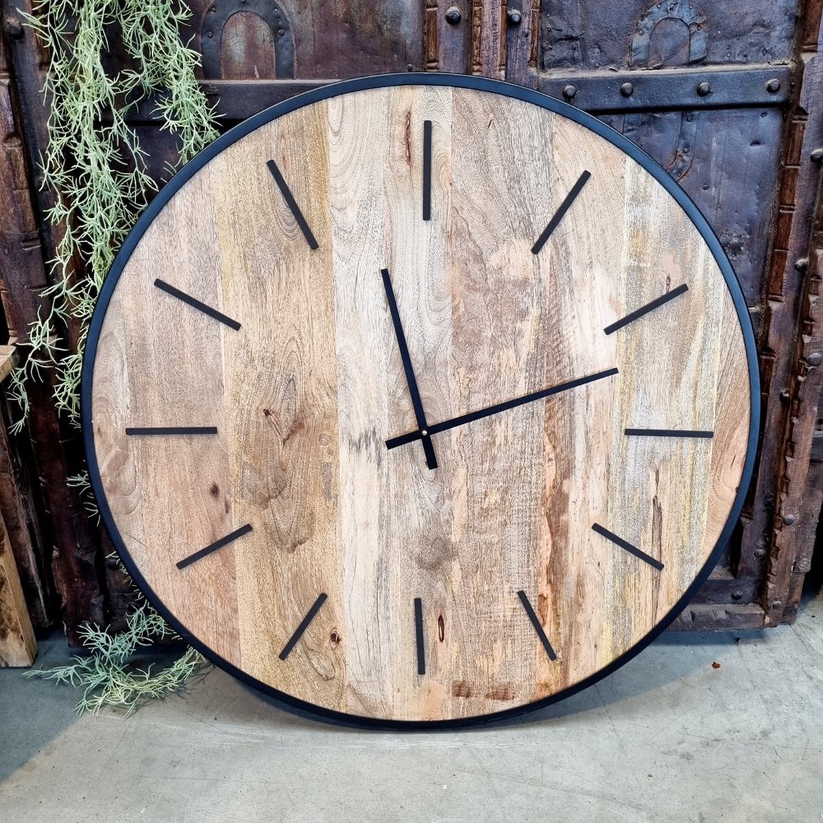 HorstDeco Mango houten wandklok voor volwassenen, 85 cm