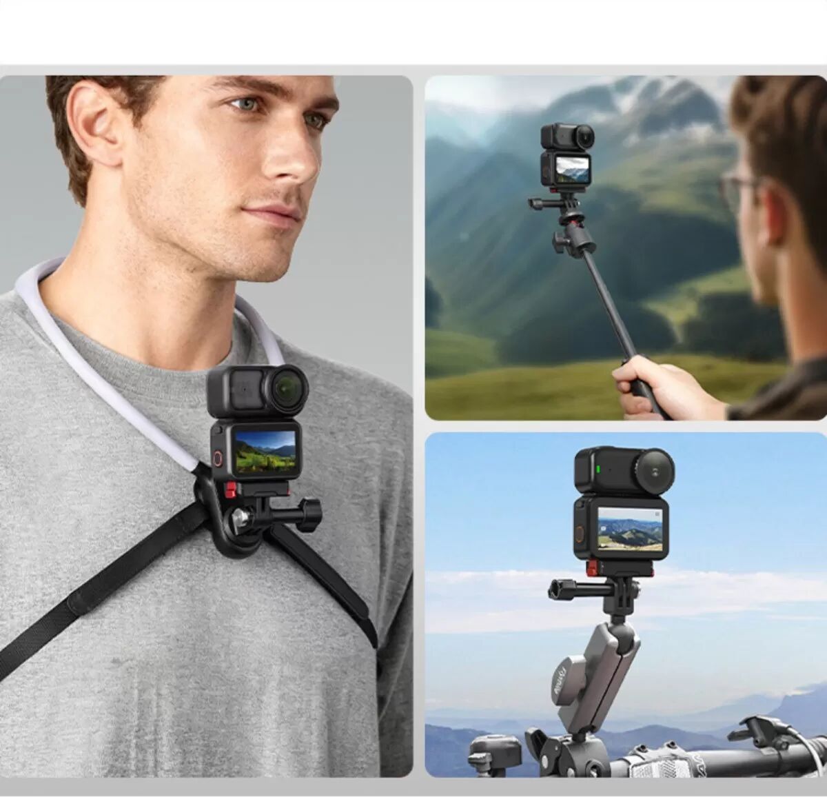 INF Base d'extension à deux griffes à dégagement magnétique rapide compatible avec DJI Osmo Nano/Action 6