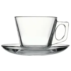 30x Becher mit Untertasse Tasse Glas Pasabahce Vela 195 ml